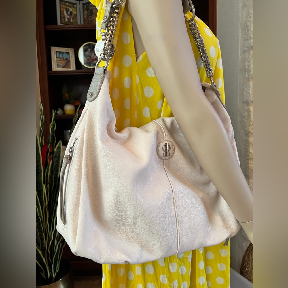 Jennifer Lopez JLO White Hobo Shoulder Bag Faux Leather Purse Y2K Style - Picture 3 of 15